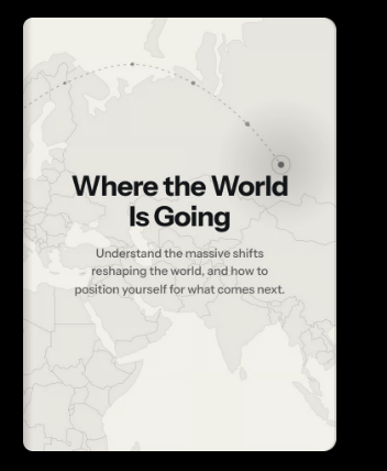 Where the World Is Going course cover, with a world map and a dotted route toward Asia